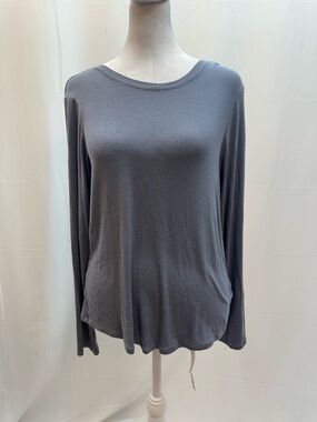 Athleta Long-Sleeve Ribbed Crew Neck Top in Gray S